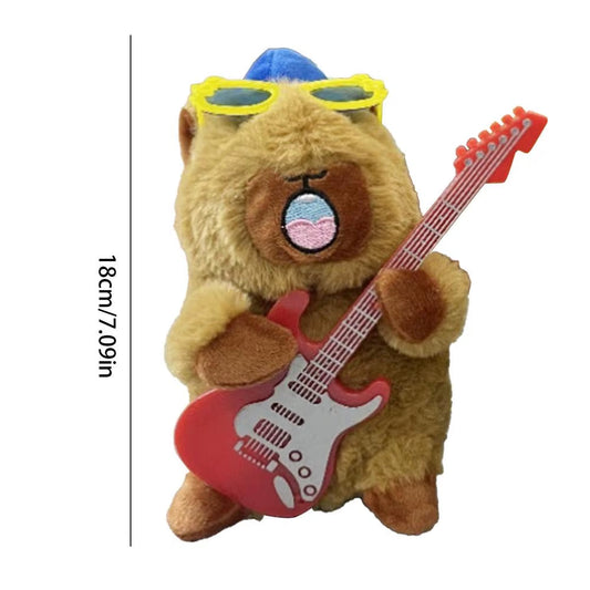 Capybara Plush Cute Dancing Doll Vocal Recording Toy Electric Stuffed Animals Soft Doll with Guitar for Kids Children Bed Room